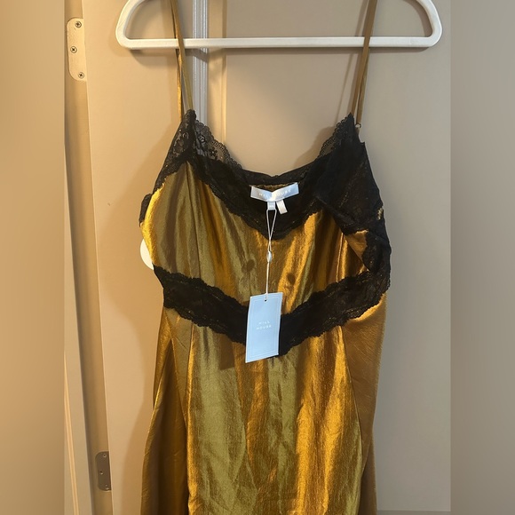 Hill House Ida Dress midi gold with black lace trim - Picture 4 of 9